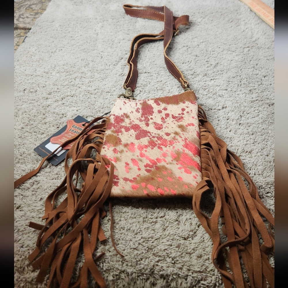 American Darling Crossbody Cowhide & Leather Purse With Fringe